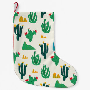 Seamless floral natural abstract cactus pattern on small christmas stocking