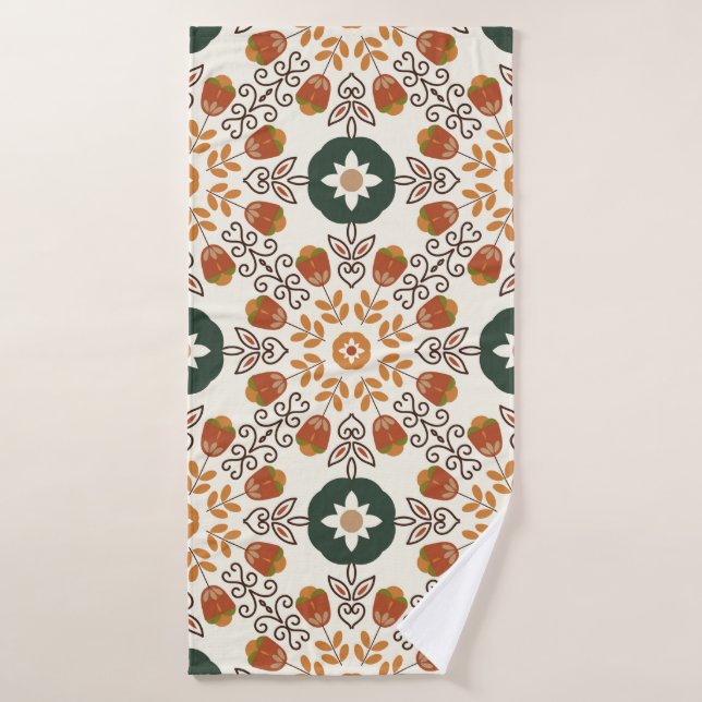 Seamless floral natural abstract geometric pattern bath towel (Bath Towel)