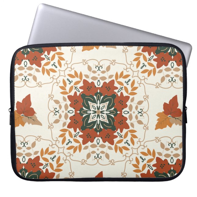 Seamless floral natural abstract geometric pattern laptop sleeve (Front)
