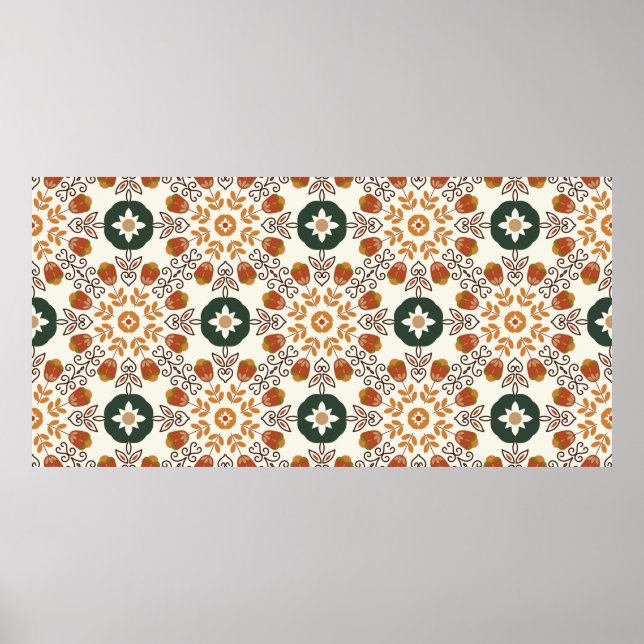 Seamless floral natural abstract geometric pattern poster (Front)