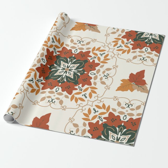 Seamless floral natural abstract geometric pattern wrapping paper (Unrolled)