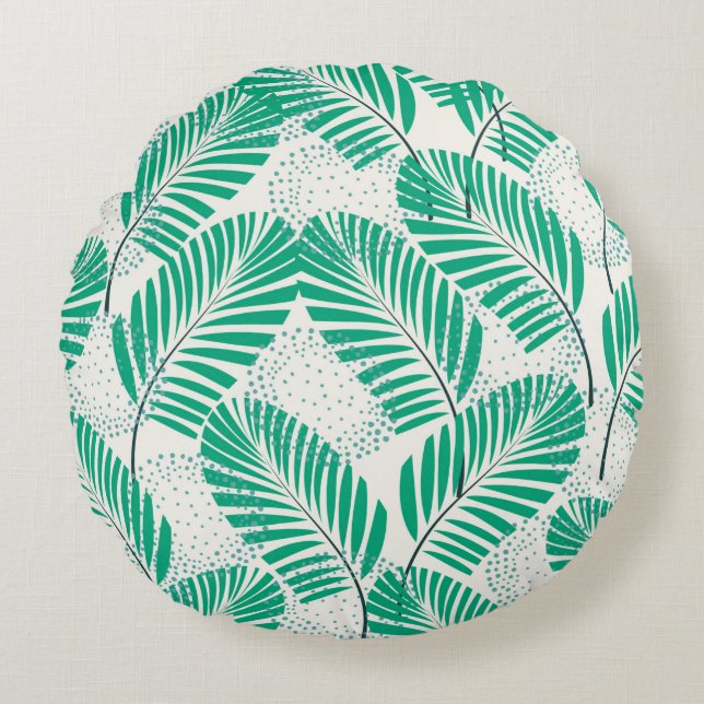 Seamless floral natural abstract pattern on white  round cushion (Front)