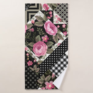 seamless floral patchwork pattern with geometrical bath towel