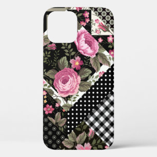 seamless floral patchwork pattern with geometrical iPhone 12 case