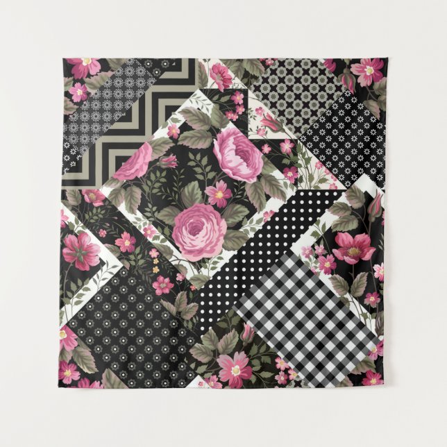 seamless floral patchwork pattern with geometrical tapestry (Front)