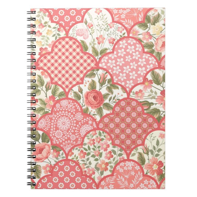seamless floral patchwork pattern with roses in pa notebook (Front)