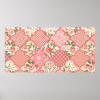 seamless floral patchwork pattern with roses in pa
