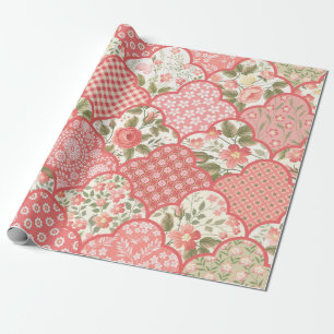 seamless floral patchwork pattern with roses in pa wrapping paper