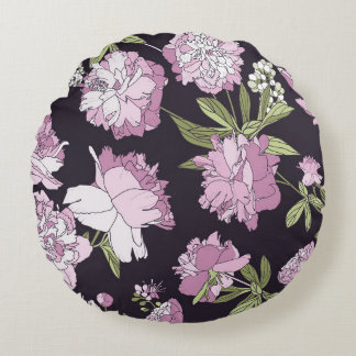 Seamless floral pattern - a bouquet of peonies. Be Round Cushion