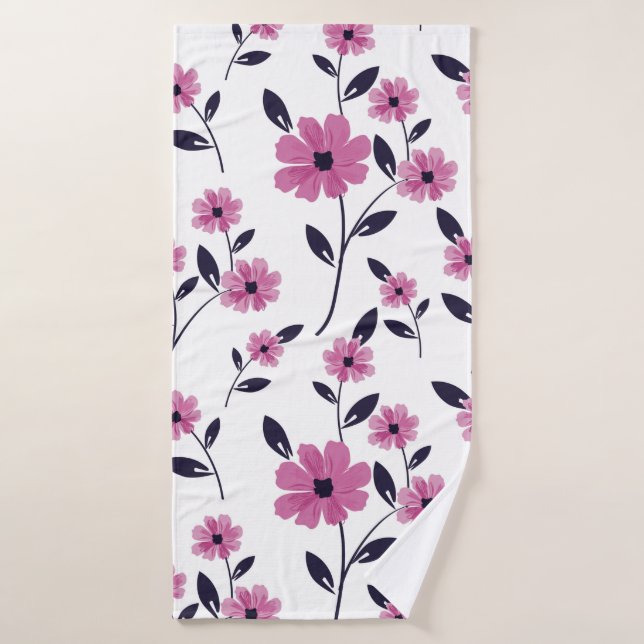 Seamless floral Pattern background,  hand drawn fl Bath Towel (Bath Towel)