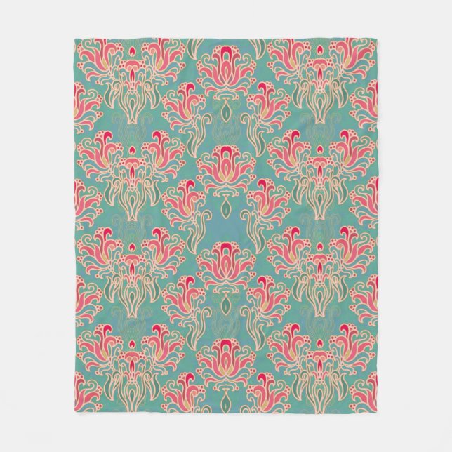Seamless floral pattern fleece blanket (Front)