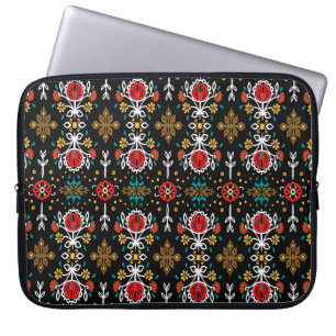Seamless floral pattern folk colourful flowers and laptop sleeve