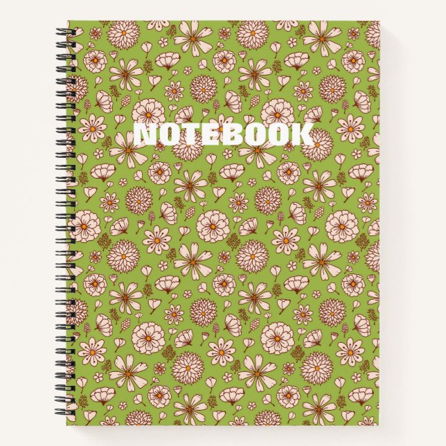 Seamless Floral pattern Green Notebook (Front)