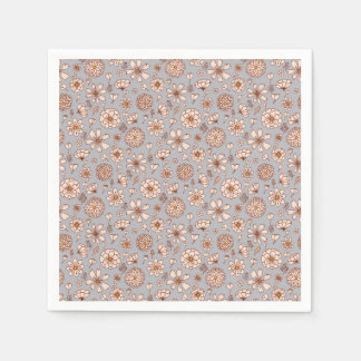 Seamless Floral pattern grey Napkin