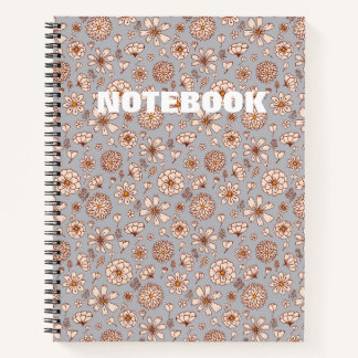 Seamless Floral pattern Grey Notebook
