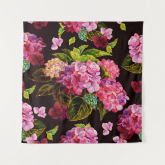 Seamless floral pattern. Hydrangea on a on a dark  Tapestry