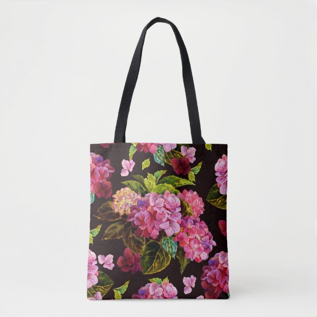 Seamless floral pattern. Hydrangea on a on a dark  Tote Bag (Front)