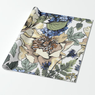Seamless floral pattern. Hydrangea,  Peony,  wildf Wrapping Paper
