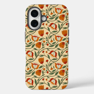 Seamless floral pattern in beige background iPhone 16 case