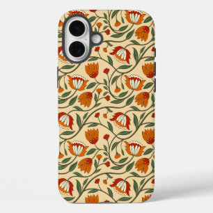 Seamless floral pattern in beige background iPhone 16 plus case
