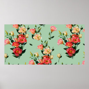 Seamless floral pattern in victorian style. Bouque Poster