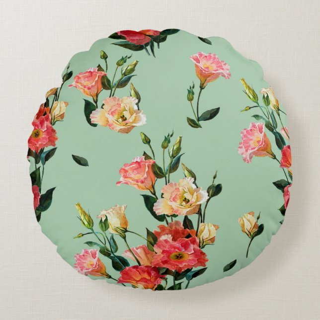 Seamless floral pattern in victorian style. Bouque Round Cushion (Front)