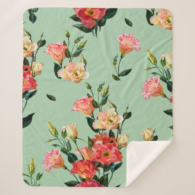 Seamless floral pattern in victorian style. Bouque Sherpa Blanket (Front)