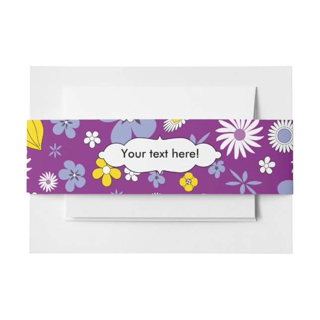 Seamless Floral Pattern Invitation Belly Band (Front Example)