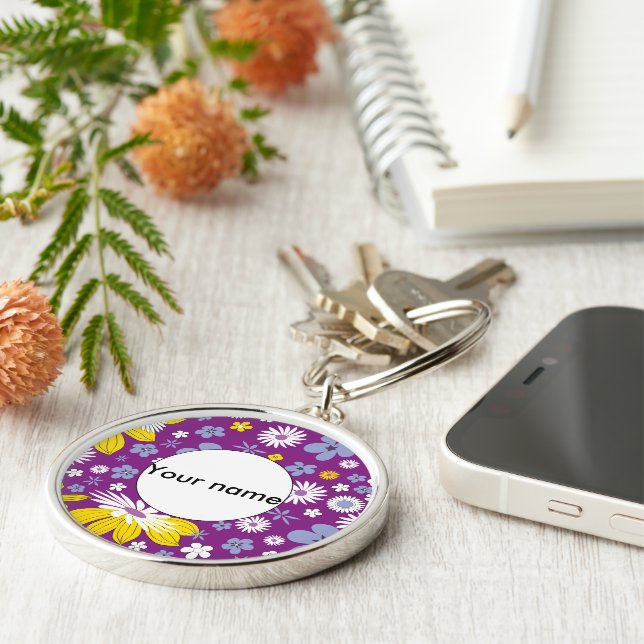 Seamless Floral Pattern Key Ring (Side)