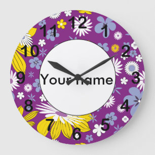 Seamless Floral Pattern Large Clock