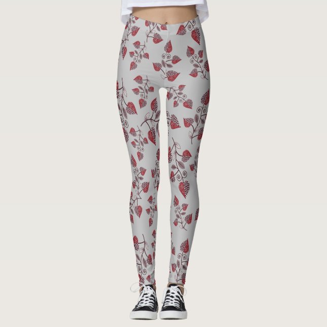 Seamless Floral Pattern Leggings (Front)