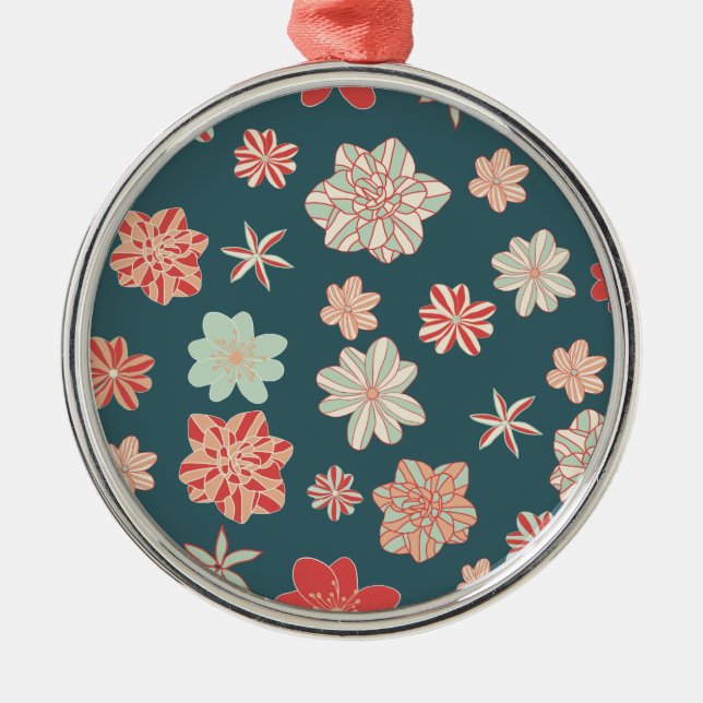 Seamless Floral Pattern  Metal Tree Decoration (Front)