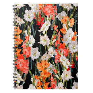 Seamless floral pattern. Multicolored gladiolus on Notebook