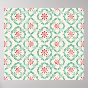 Seamless floral pattern of abstract flowers and le poster