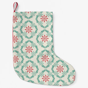 Seamless floral pattern of abstract flowers and le small christmas stocking