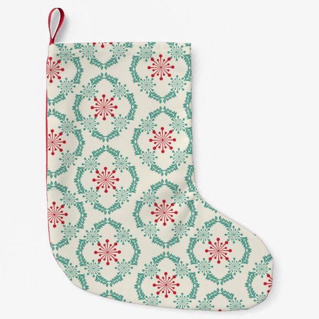 Seamless floral pattern of abstract flowers and le small christmas stocking (Front)
