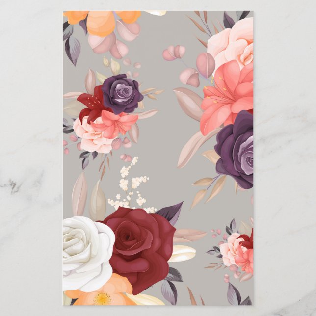 Seamless floral pattern of vividly coloured roses  flyer (Front)