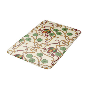 Seamless floral pattern on beige background bath mat