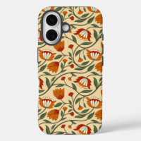 Seamless floral pattern on beige background