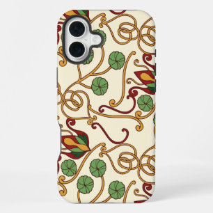 Seamless floral pattern on beige background iPhone 16 plus case