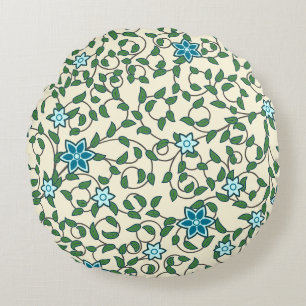 Seamless floral pattern on beige background round cushion