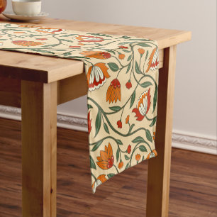 Seamless floral pattern on beige background short table runner