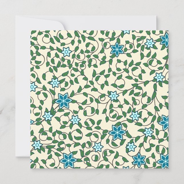 Seamless floral pattern on beige background thank you card (Front)
