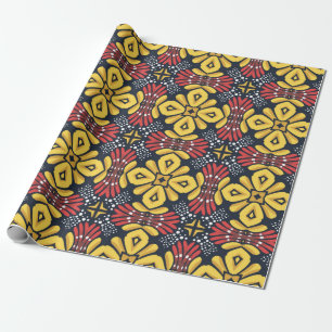 Seamless floral pattern on black background wrapping paper