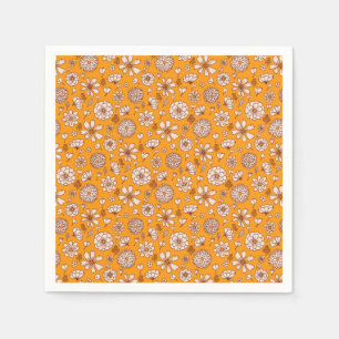 Seamless Floral pattern orange Napkin