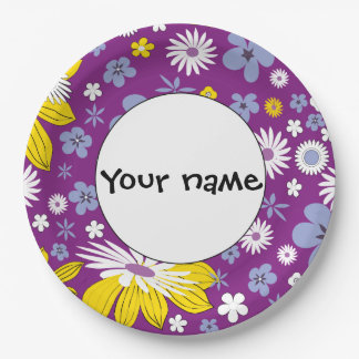 Seamless Floral Pattern Paper Plate