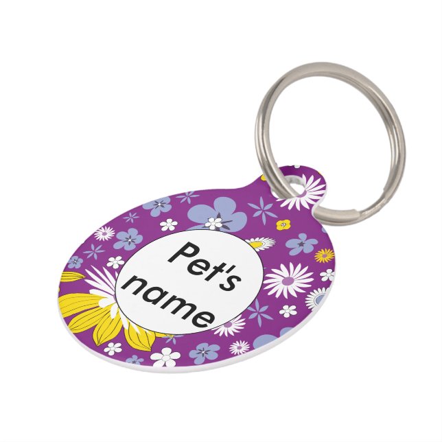 Seamless Floral Pattern Pet Tag (Side)