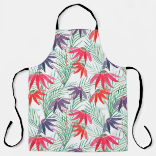 Seamless floral pattern. Red, purple flowers on a Apron