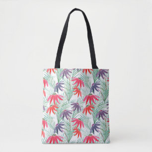 Seamless floral pattern. Red, purple flowers on a Tote Bag
