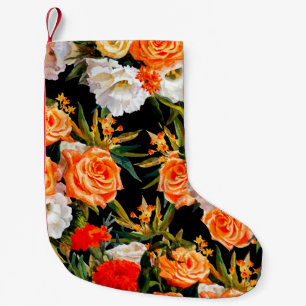 Seamless floral pattern. Roses and lisianthus on a Small Christmas Stocking